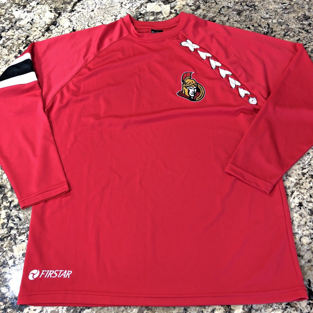 Size L Firstar Ottawa Senators Jersey Style Mens Hockey Shirt Red Long Sleeve